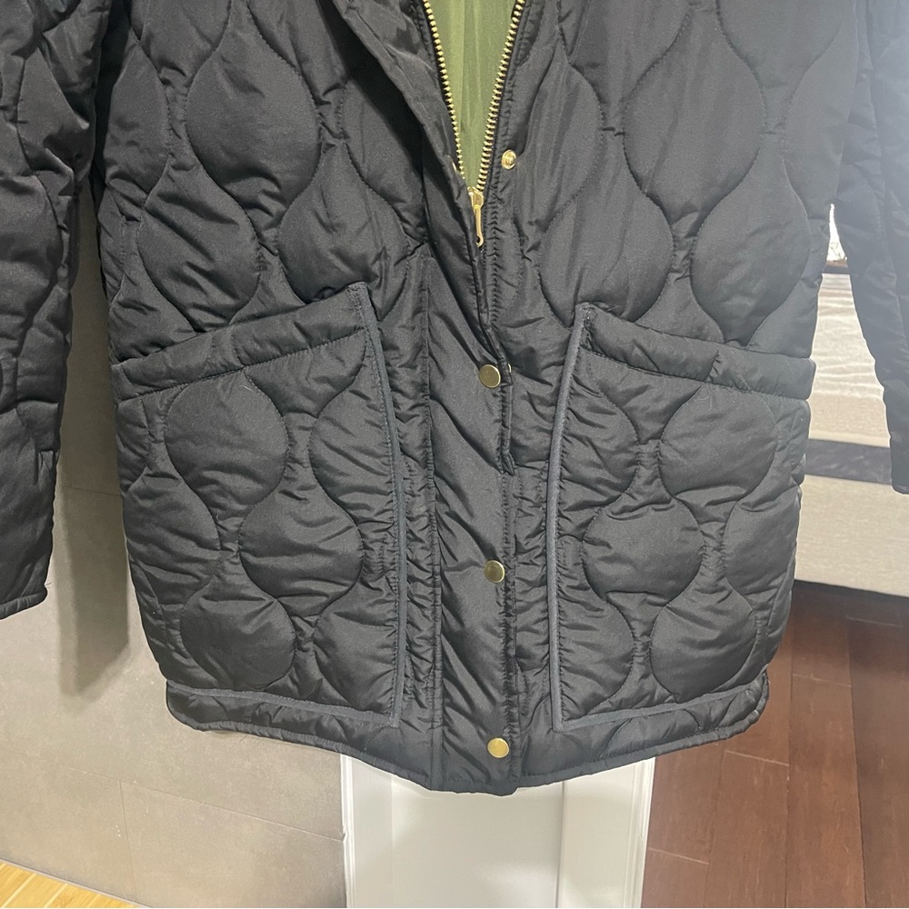 J. Crew Black Quilted Puffer Coat - Picture 3 of 7